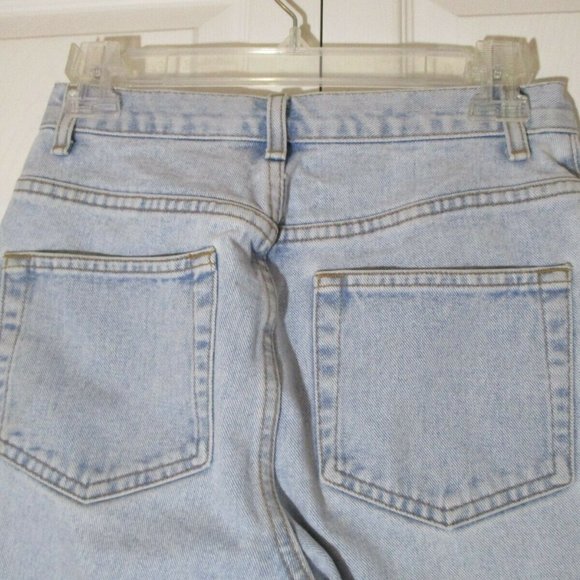 Vintage High Waist Cropped Jeans sz 4 100% Cotton Faded Blue - Picture 7 of 10